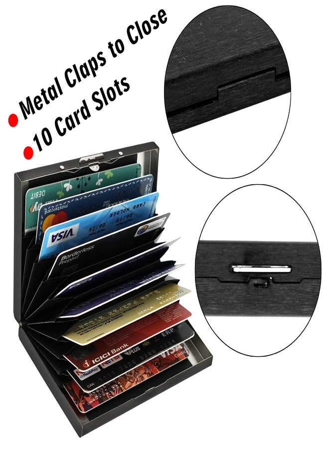 DAHSHA Large 10 Slots Metal RFID Metal Credit Card Holder Wallet for Men Women (Black-10cm x 7cm x 1.5cm) - Image 4